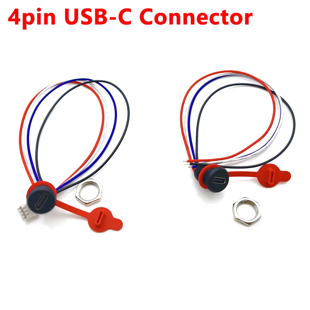 

USB Connector Type-C Waterproof with PH2.0 nut locking plate Waterproof Female Socket High Current Fast Charging jack port