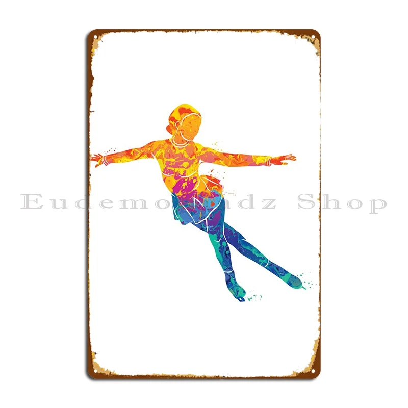 

Watercolor Figure Skating Metal Sign Rusty Wall Decor Wall Cave Custom Retro Tin Sign Poster