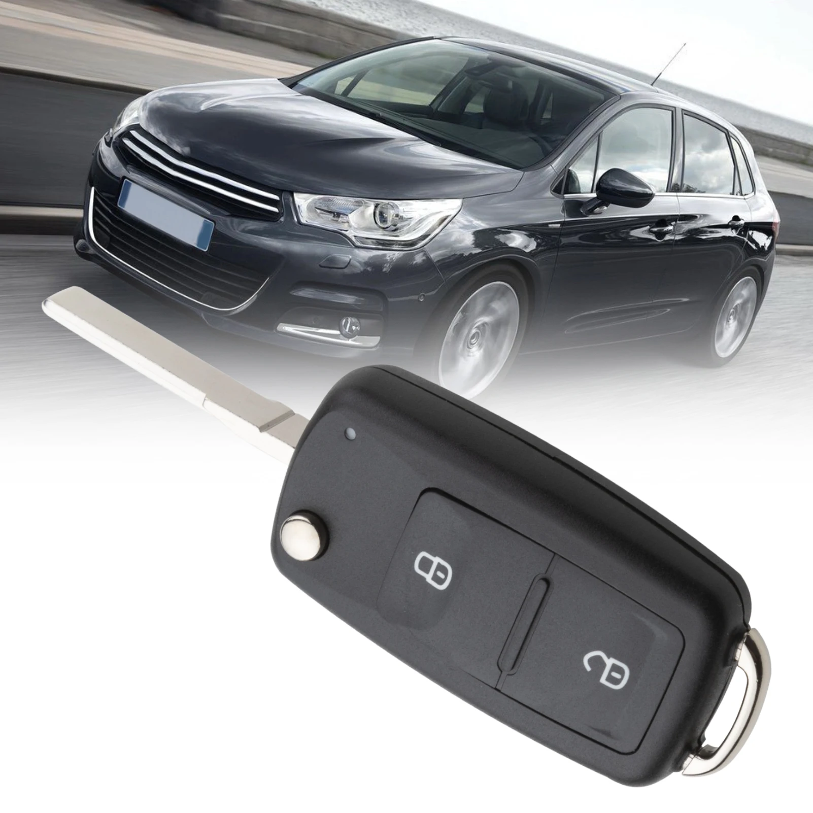 

2023 Modified Filp Folding Remote Key Case 3-Button Key Blade Key Shell 308 407 408 For PEUGEOT 107 207 307 Car Accessories