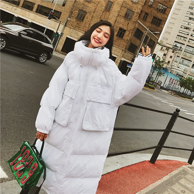 Women Thick Winter Jacket Outwear Oversized Oversize Long Slim Parka Manteau Femme Hiver Big Pocket Black Solid Warm Coat Parkas