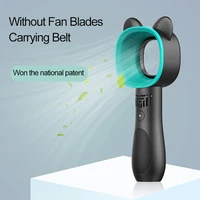 portable bladeless fan cute cat handheld usb rechargeable mute without vane for home outdoor ventilador cooler fan eyelash dryer