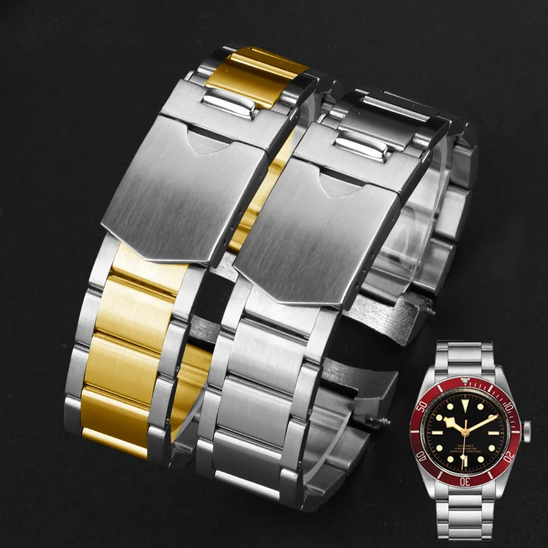 

Ремешок из нержавеющей стали для наручных часов Tudor Black Bay 79230 79730 с маленькими красными и синими цветами, 22 мм