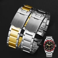 For Tudor Black Bay 79230 79730 Small red blue flower Heritage Watch Strap Wrist Bracelet  22mm Solid Stainless Steel  Watchband