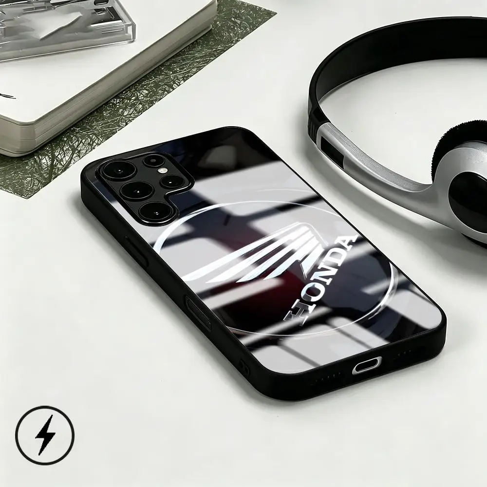 Фото Чехол для телефона SuperCAR H-hondES MOTO для Samsung S26 S25 S24 S23 S22 S21 S20 Plus Ultra Note20, стеклянный магнитный чехол №2