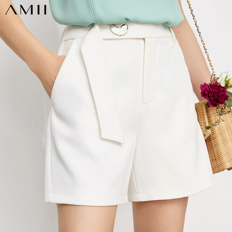 

Amii Minimalism Summer New Women's Shorts Causal Solid High Waist Button Pants For Women Offical Lady Trousers Women 12130241