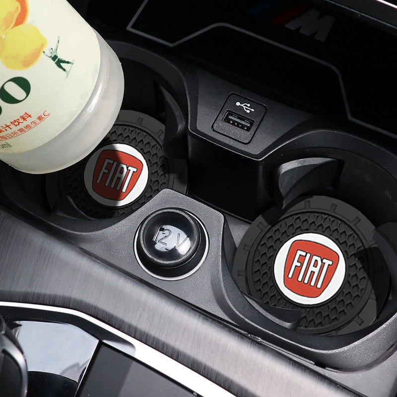 

2pcs Car Badge Cup Holder Mat Silicagel Water Coaster Auto Accessories for Fiat 500 Punto Panda Stilo Ducato Doblo Toro Mobi Etc