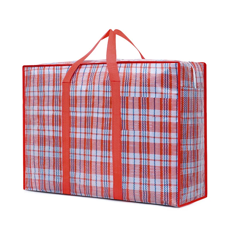 Large Waterproof PP Plaid Woven Bags Portable Thickened Storage Organizing Folders Luggage Bags