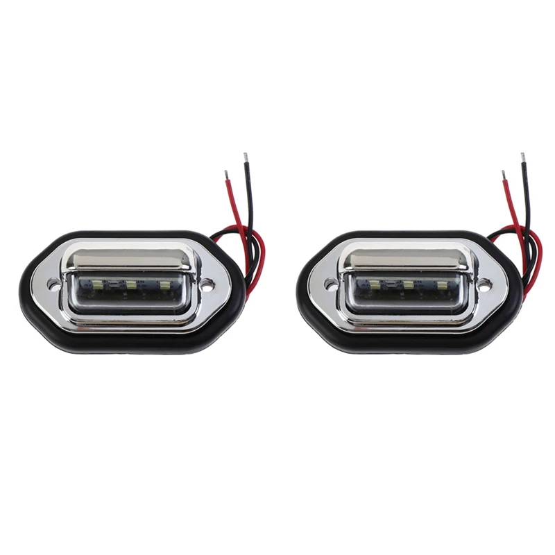 

2 Pcs 10-30V 6 LED License Plate Light For Truck Truck Lorry Travel Trailer
