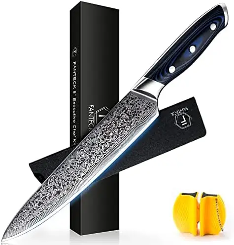 

Knife FANTECK Professional Damascus Chef Knife High Carbon Ultra Sharp VG-10 Damascus Stainless Steel 67 Layers Kitchen Meat Cut