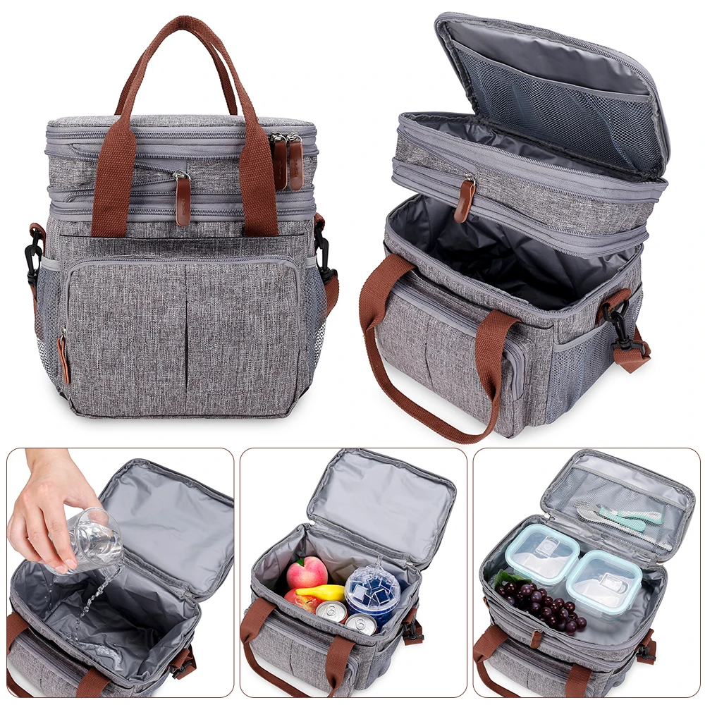 

Portable Thermal Cooler Bag Picnic Food Beverage Drink Fresh Keeping Organizer Insulated Lunch Box Zipper Tote Camping Accessory