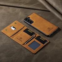 retro leather wallet card slots holder for samsung galaxy s22 note 20 ultra s21 s20 fe plus detachable magnetic back case cover