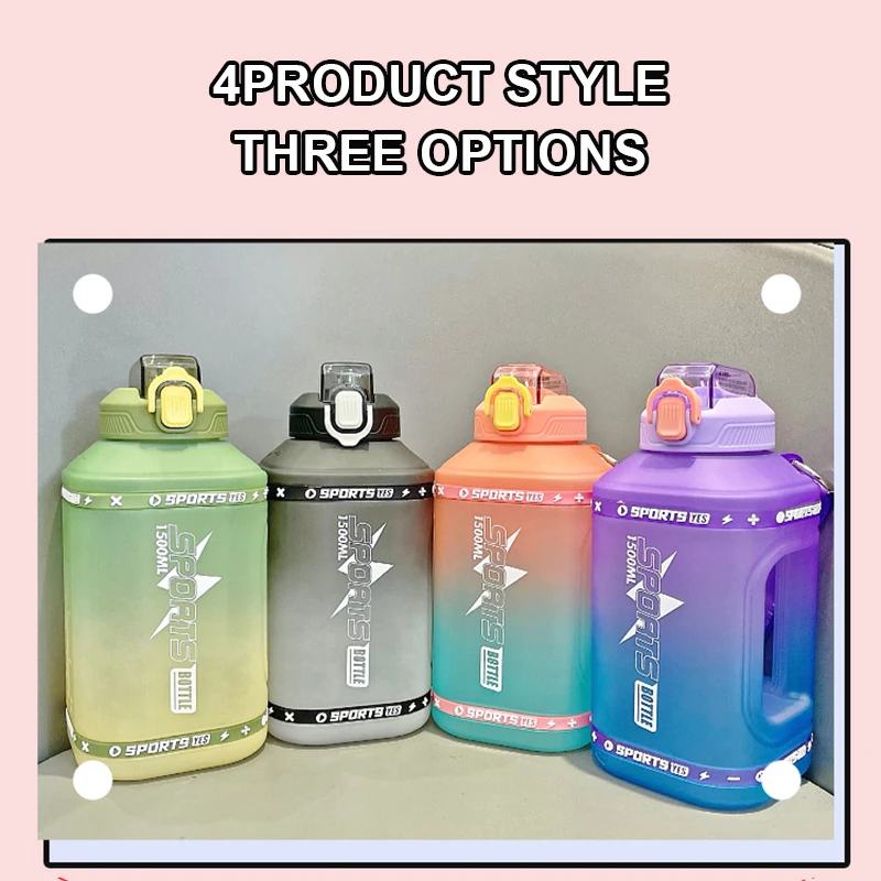 

2.3 Liter Big Bottles Sports Water Bottle Portable Travel Bottle Sport Fitness Cup 1.5 Liters Silicone Straw Water Bottle