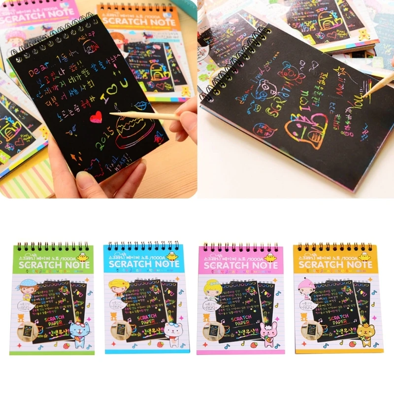 

Children DIY Rainbow Scraping Painting Color Art Painting Scratch Paper