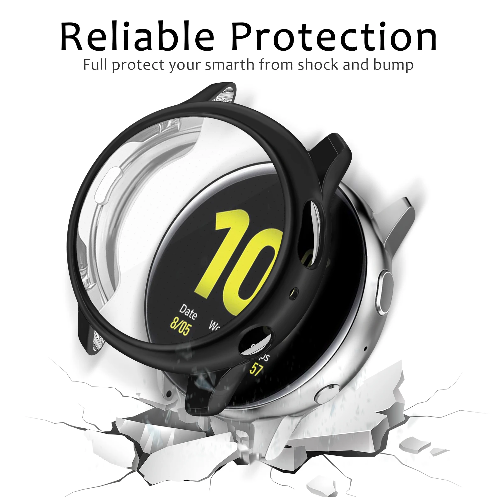 Case for Samsung Galaxy Watch Active 2 44mm 40mm Screen Protector with Film Soft Cover Case for Active 2 40mm 44mm Bumper Cover