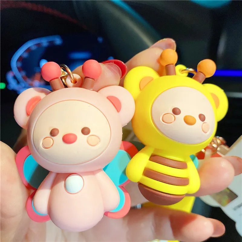 

Милый брелок для ключей с аниме медведем пчела насекомое кукла подвеска гусеница автомобильный брелок парная сумка Подвеска подарок