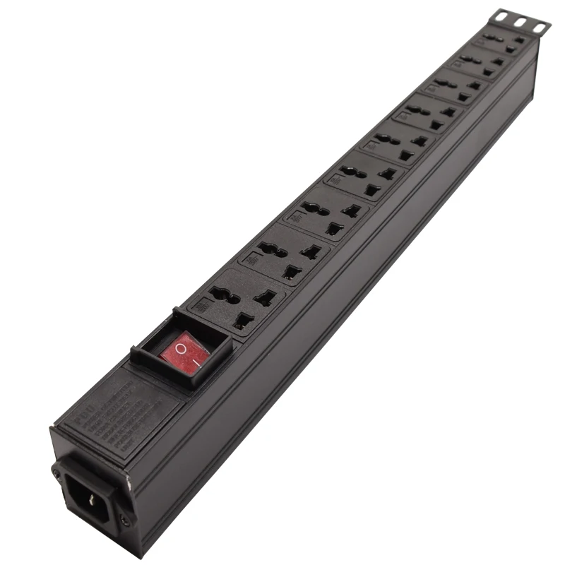 

3500W 16A LED switch Aluminum 9 AC Universal Outlets Power Strip C13 Transfer interface Adapter PDU