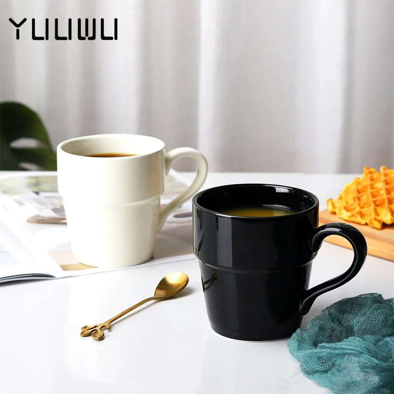 

European-style Ceramic Mug Breakfast Milk Mug Creative Large-capacity Office Coffee Mug White Ceramic Mug Gift for Mom