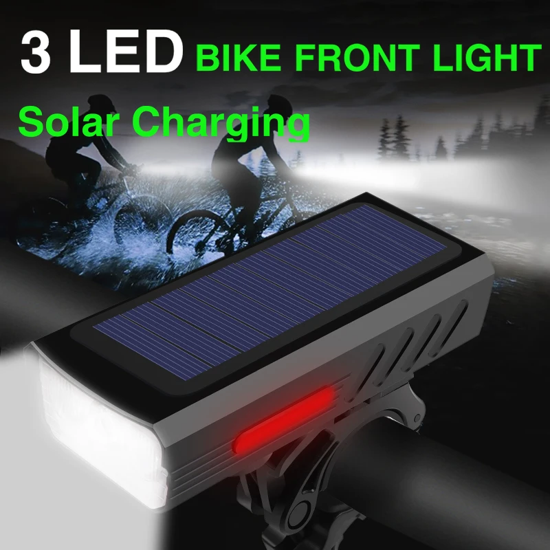 

2200mAh Bicycle Light 400 Lumen Bike Headlight Solar Flashlight Handlebar Bike Bell USB Charging MTB Road Cycling Highlight