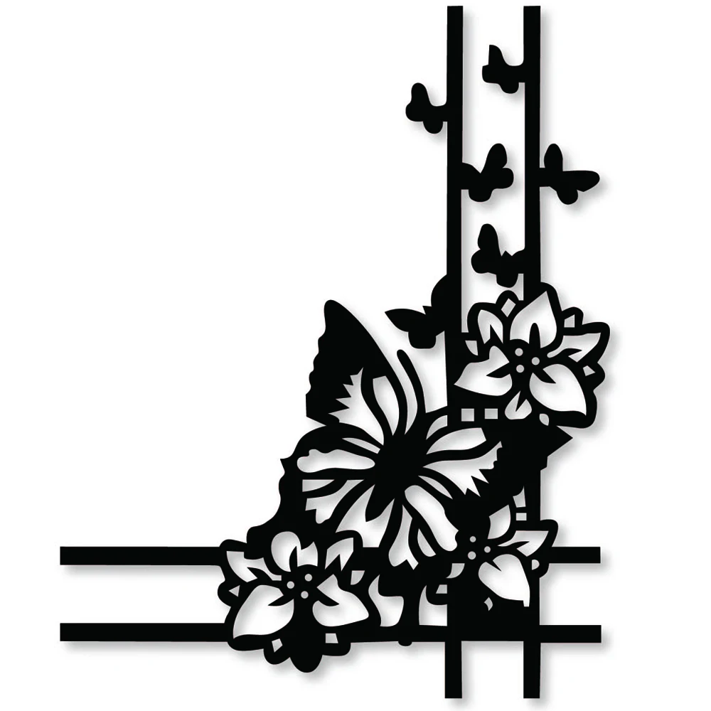 Бабочка цветок угловой металлический трафарет для вырезания альбом