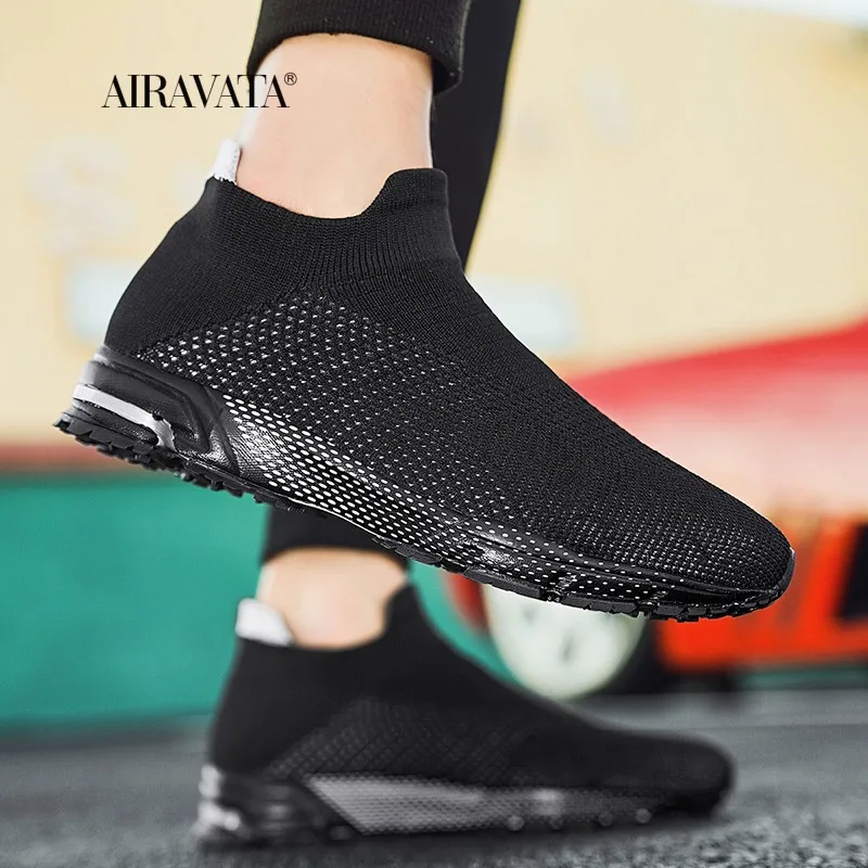 Man Socks Shoes Breathable High-top Men Shoes Flats Fashion Sneakers Stretch Fabric Casual Slip-On Men Shoes