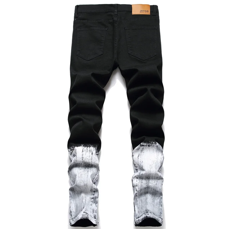 2022 Summer Straight Hole Destruction Black Distressed Jeans Mens Clothing Designer Brand Pants Male Large Size Denim Trousers
