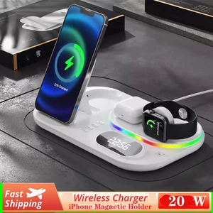 3 in 1 Macsafe Wireless Charger Station for iPhone 13 12 11 Pro 8 Samsung S21 S22 Charging Stand for iWatch 7 6 5 SE/AirPodsPro