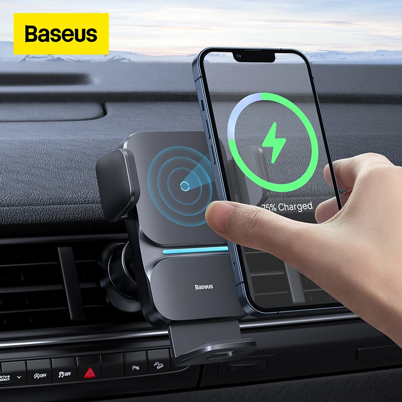 Baseus Automatic Alignment Car Phone Holder Wireless Charger For Samsung iPhone Xiaomi Phone Holder Car Holder Air Vent Holder