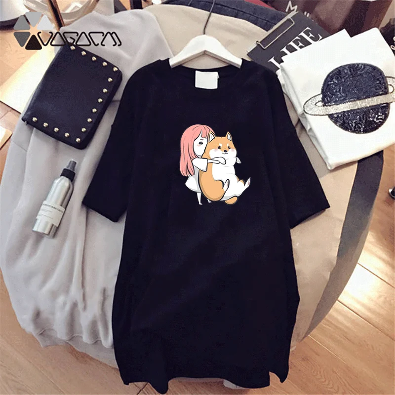 

Summer Dress Women 2022 Pattern Letter Print Short Sleeves O Neck Midi Dress Summer Dresses Loose Casual Vintage Women Clothes