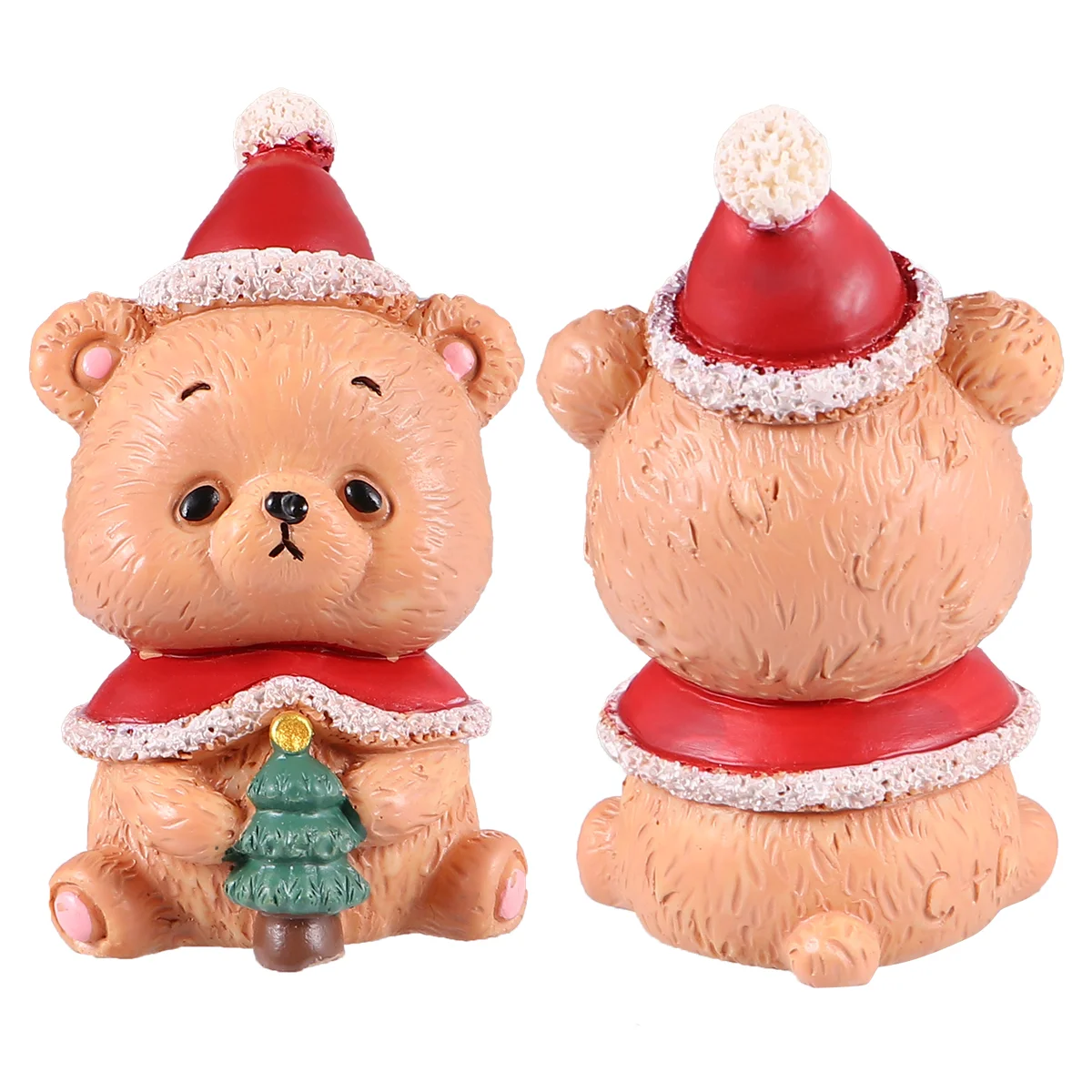 

2 Christmas Resin Ornaments Landscape Decor Miniature Desktop Ornaments Home Decoration (Bear)