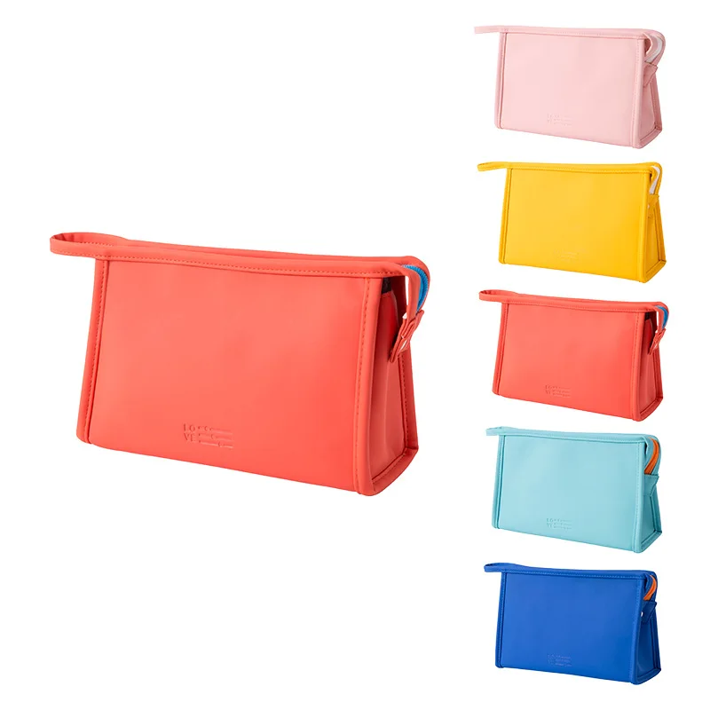 

Women Cosmetic Bag PU Leather Waterproof Zipper Travel Washing Makeup Organizer Make Up Bag PU 1Pc Large Beauty Case