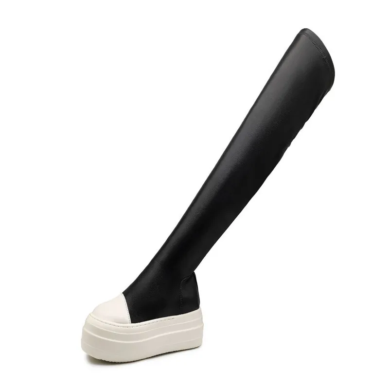 Women Shoes Over Knee High Boots Luxury Trainers Winter Casual Brand Snow Spring Flats Shoes Black Big Size Boots