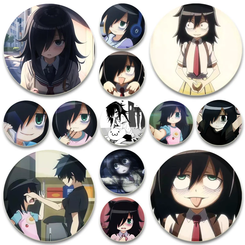 Фото Tomoko Kuroki аниме булавки милый мультяшный значок 32/44/58 мм круглые жестяные броши нагрудник для рюкзака одежда подарочный аксессуар №1