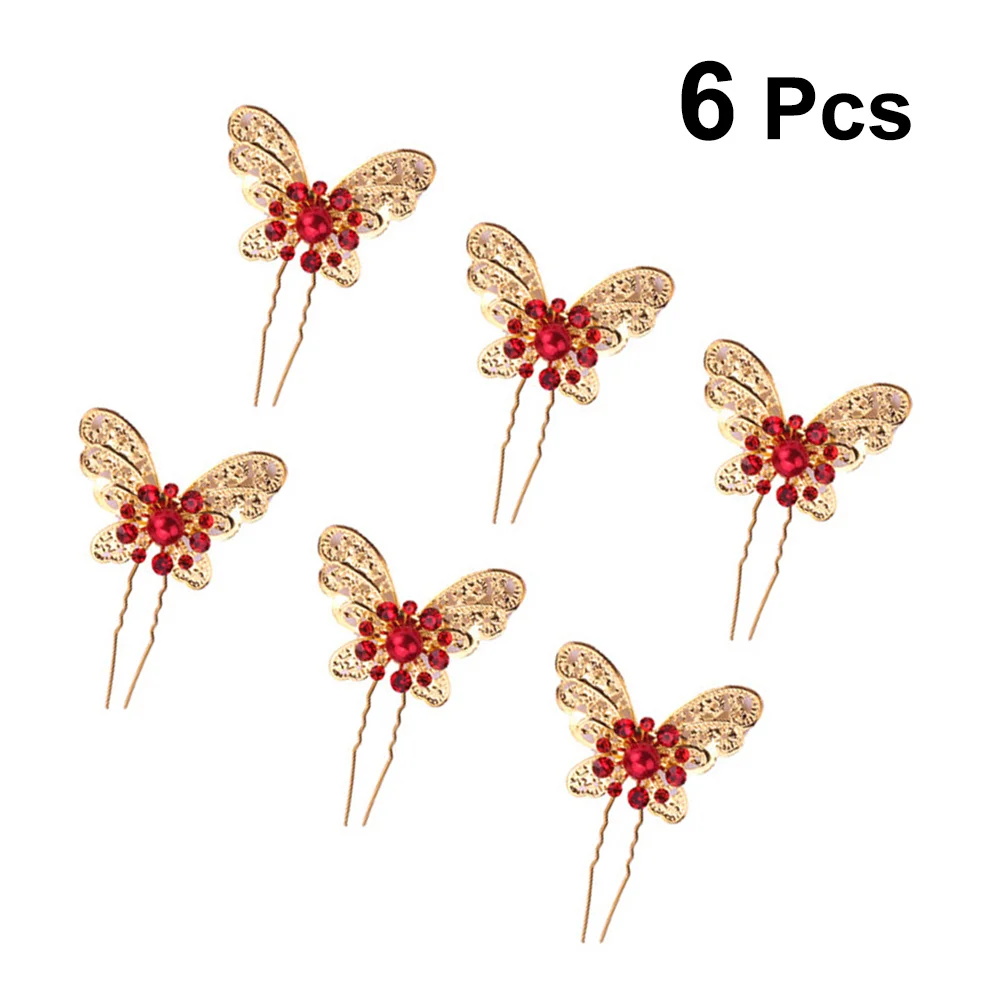6 шт. золотые аксессуары для волос винтажные заколки со стразами палочки еды