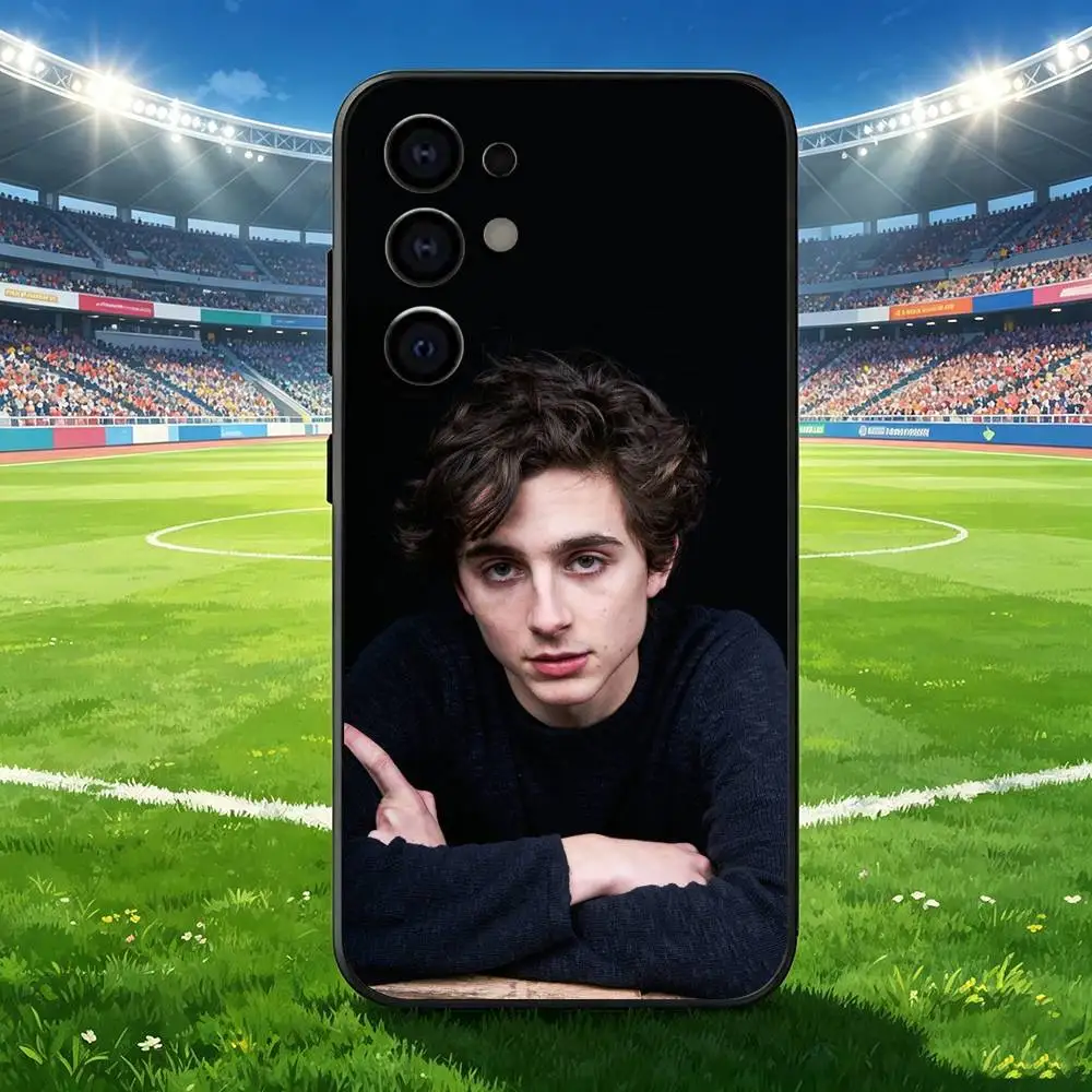 Фото Стильный чехол для телефона с изображением молодых звезд C-Chalamet-et для Samsung S 25,24,23,22,30,21,10,9,Ultra,Plus,Lite,FE,4,5 G, черный, силиконовый №2