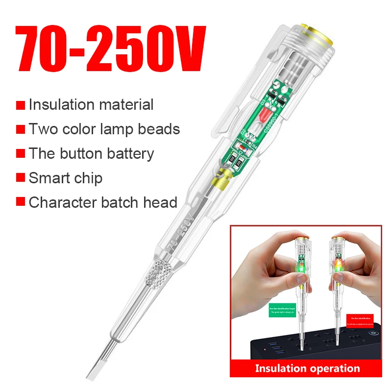 

Wholesale 10/20pcs Induction Power Voltage Detector Pen Voltmeter 70-250V Circuit Tester Electrical Screwdriver Indicator Tool