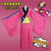 ochaco uraraka cosplay dress japanese kimono boku no hero red top skirt waist seal 3pcs set my hero academia cosplay dresses