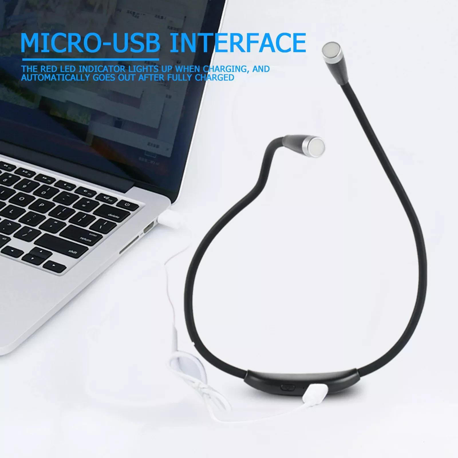 

Светодиодная лампа для чтения на шею, перезаряжаемый светильник для книги с гибким рычагом, регулируемый светильник для вязания, лагеря, с з...