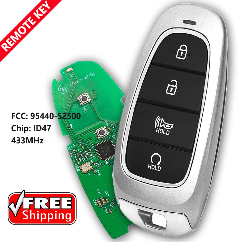 

DIYKEY 95440-S2500 4 кнопки умный автомобильный ключ 433 МГц ID47 чип для Hyundai Santa Fe 2021 2022 FCC ID TQ8-FOB-4F2