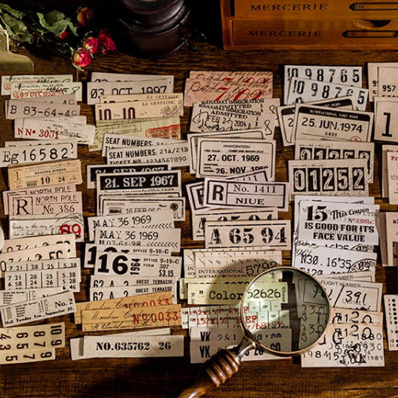 100 шт. милых наклеек с цитатами на антикварной тематике для творческого дневника, для использования в скрапбукинге и декорировании.