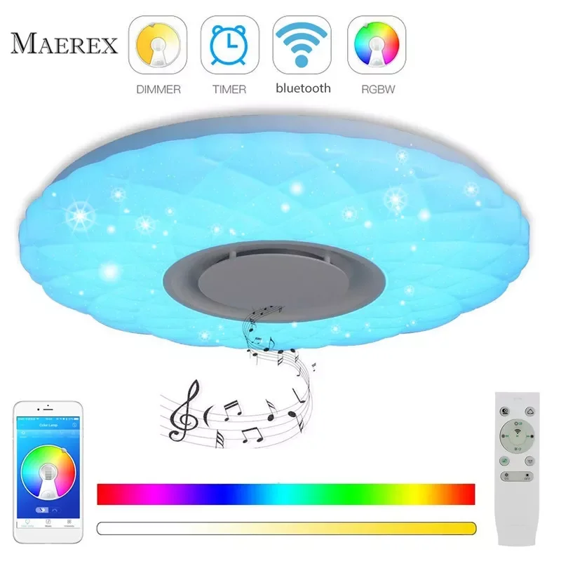 

38CM RGB Dimmable Music Ceiling Lamp Remote&APP Control Smart Ceiling Lights AC85-265V Home bluetooth Speaker Lighting Fixtu