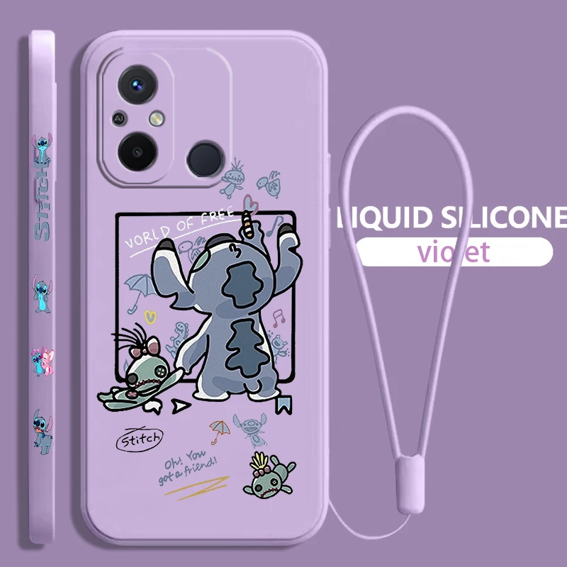 

Disney Cute Stitch Lilo Angel For Xiaomi Redmi 12C 11 Prime A1 10 10X 9 9A 9T 9AT 8 8A 7 6 4G 5G Liquid Rope Soft Phone Case