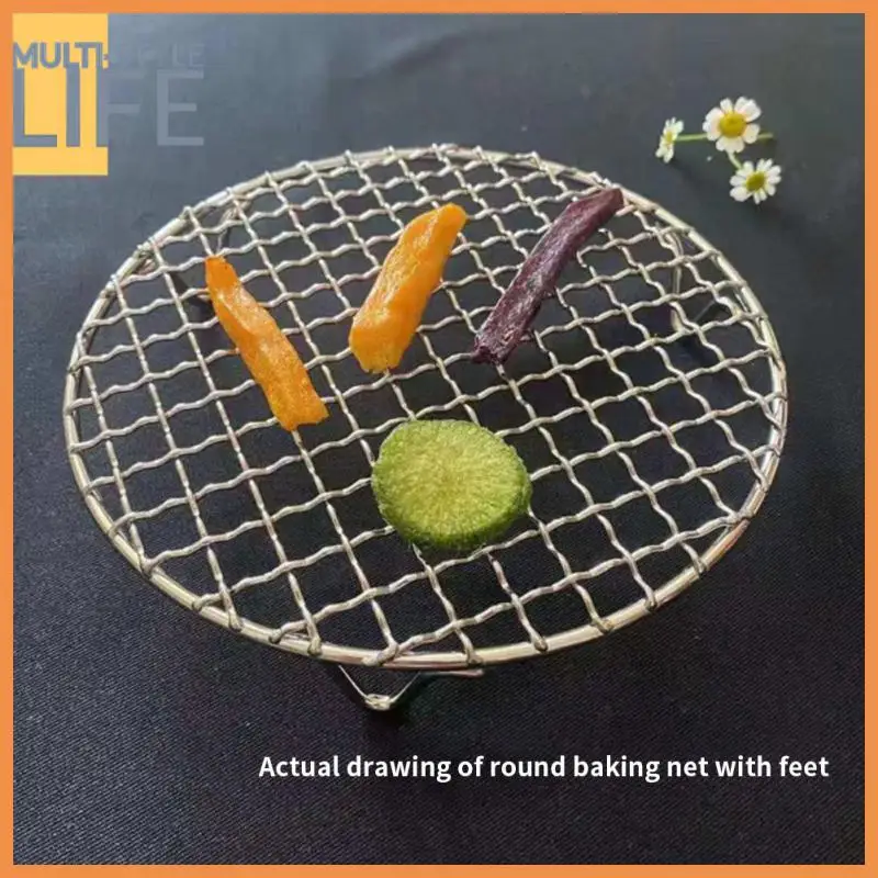 

With Legs Stainless Steel Barbecue Mesh Round Barbecue Grate Non Stick Bbq Mesh Outdoor Camping Grilling Mat Baking Net