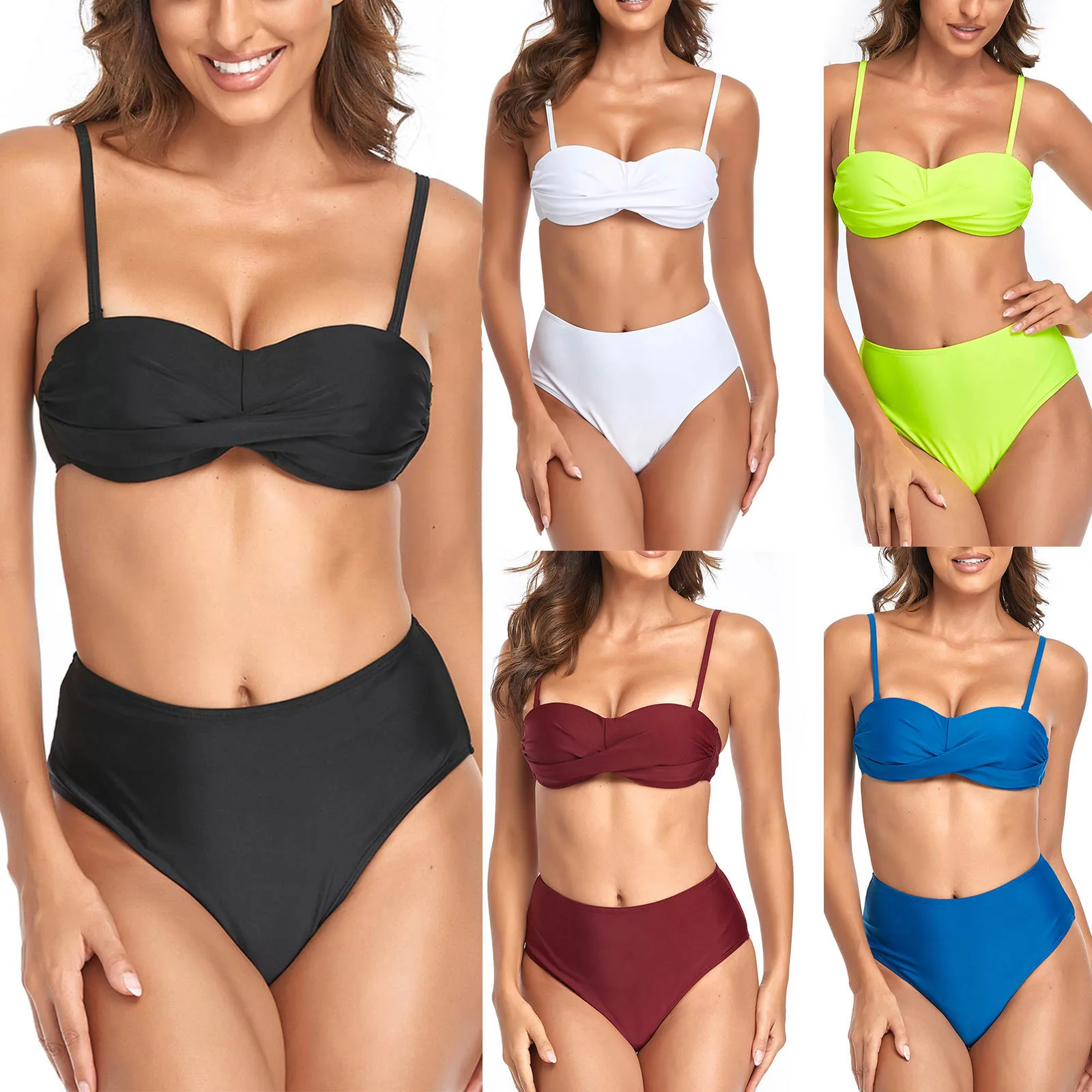 

Женский купальный костюм с цветочным принтом, бикини с высокой талией, винтажный купальник с лямкой на шее, сексуальный Бразильский купальн...