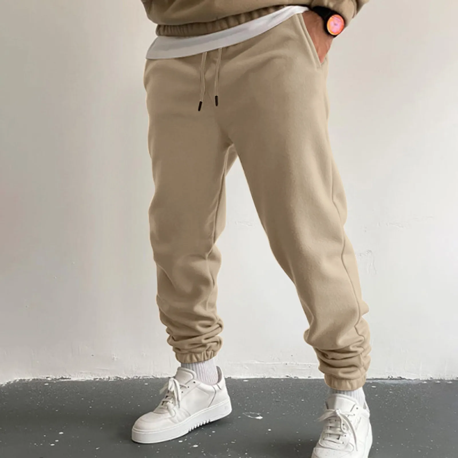 

Faux Cotton Sportswear Trousers Solid Color Slacks Loose Bottomwear Jogging Men's Pants Bodybuilding Outfits Pantalones Hombre