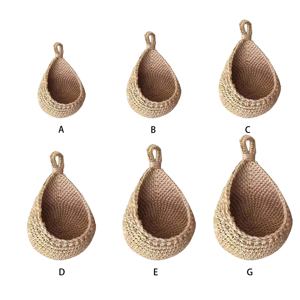 

Wall Hanging Storage Basket - Handmade Woven Breathable Cotton Rope Weaving Pure Handmade Woven Hanging Basket yellowish