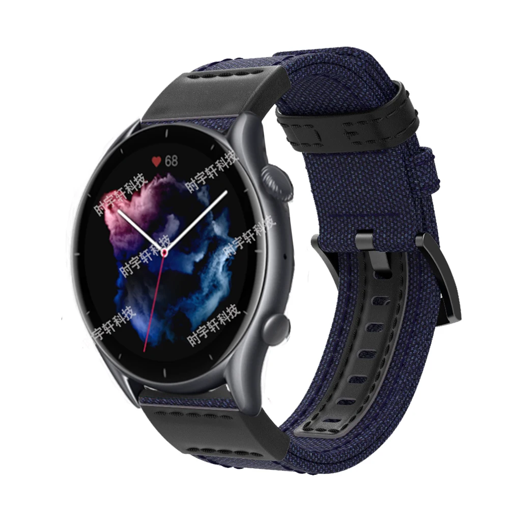 Ремешок нейлоновый для смарт-часов Amazfit GTR 3 Pro спортивный браслет 4/47 мм/GTR 2 2E/Stratos 2S