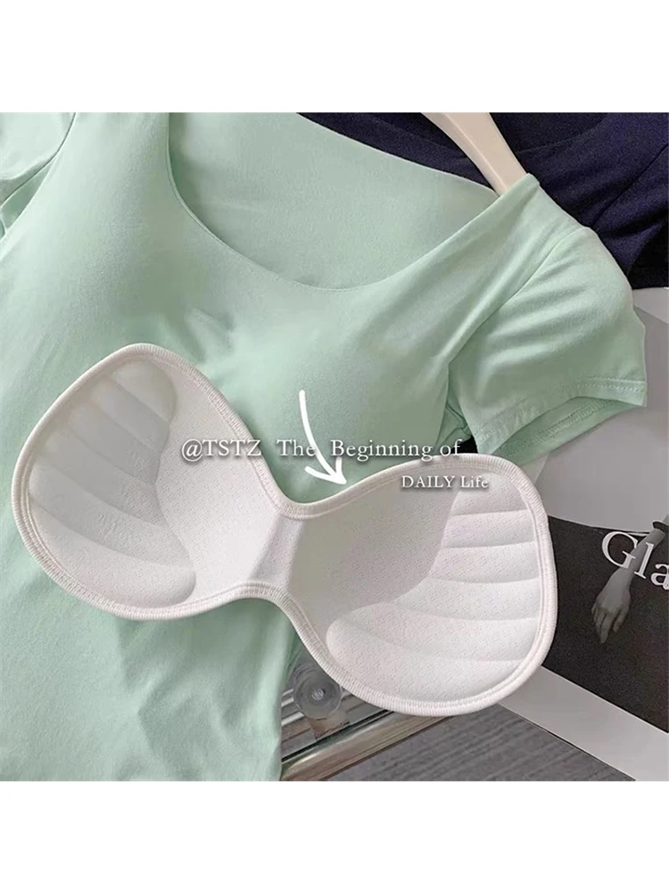 2022 Летний Тонкий спортивный жилет сексуальный женский короткий рукав U-образный