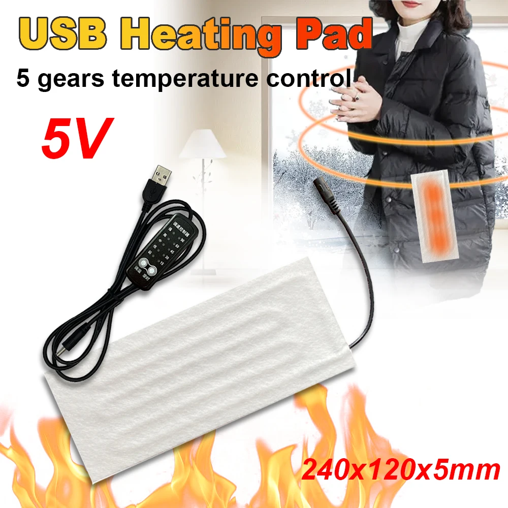 

Heating Pad USB 5V Heating Wire Heating Mat Electric Heating Element Film Winter Feet Warming Pillow Vest Coat Jacket Heater Pad