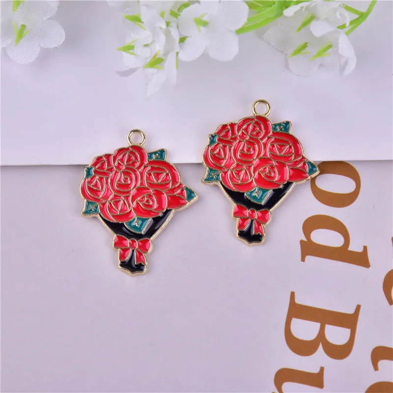 

10pcs/lot Colorful Enamel Flowers Charms Pendants DIY Necklace Earrings For Jewelry Making Accessories