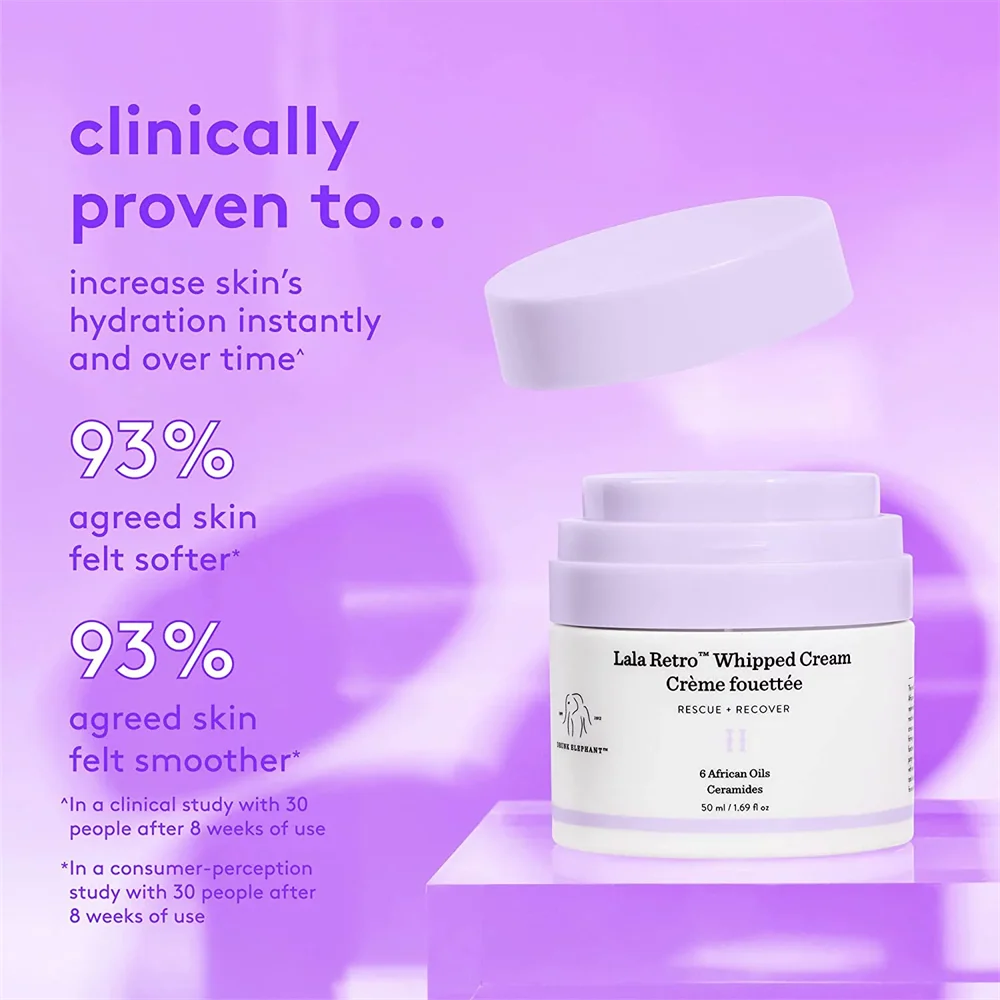 

Drunk Elephant Lala Retro Whipped Cream Original Replenishing Moisturizer for Skin Protection and Rejuvenation Anti Aging